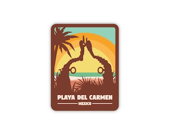 Pegatina de Playa del Carmen, México / Pegatinas de ciudad y viajes / Resistente al agua, vinilo y apto para lavavajillas / Para portátil, botella de agua, agenda y vaso