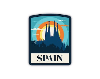 Spain Sticker | City & Travel Sticker | Waterproof, Vinyl and Dishwasher Safe | Laptop, Water bottle, Luggage, Tumbler