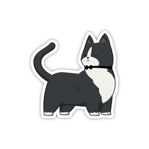 Tuxedo Cat Sticker | Cute Cartoon Pet Animal Kitten | Waterproof, Vinyl and Dishwasher Safe | Laptop, Water bottle, Planner, Tumbler Decal