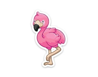 Pink Flamingo Sticker | Bird Stickers | Waterproof, Vinyl and Dishwasher Safe | Laptop, Water bottle, Planner, Tumbler Sticker