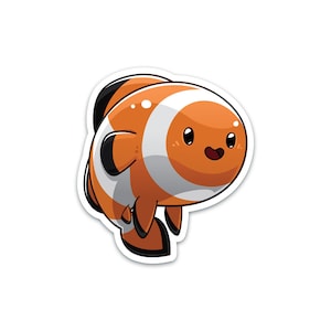 Clownfish Sticker | Cute Cartoon Underwater Fish | Laptop, Computer, Tablet Decal | Gifts, Presents For Kids, Teens, Girls, Boys