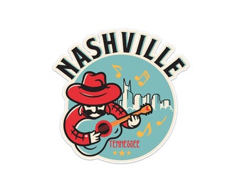 Nashville Tennessee Sticker, Waterproof Luggage Sticker, Fun Vinyl Sticker, Travel Stickers For Laptop, Dishwasher Safe Sticker