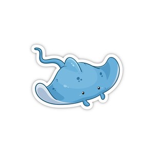Blue Manta Ray Sticker | Cute Cartoon Sea Animal Decal For Boys | Waterproof, Vinyl and Dishwasher Safe | Laptop, Water bottle, Tumbler