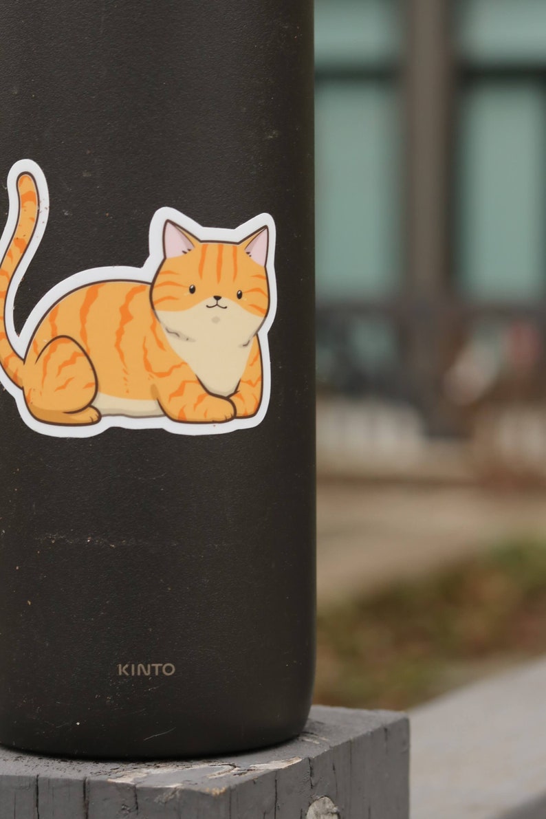 Orange Tabby Cat Sticker | Cute Cartoon Pet Animal Kitten | Waterproof ...