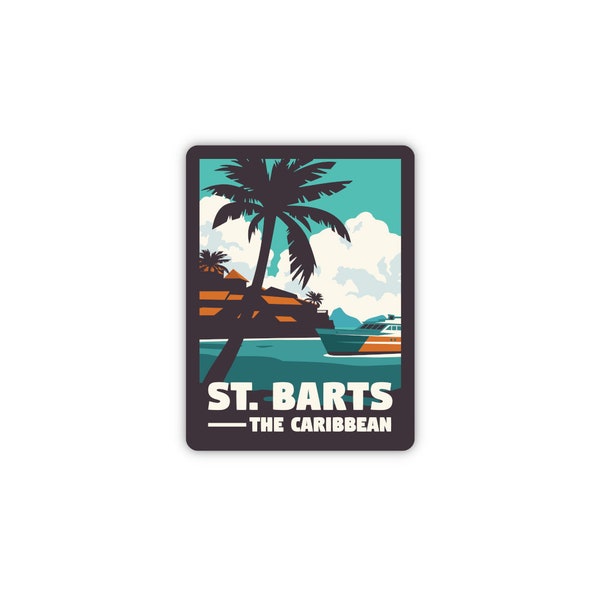 Saint Barthélemy Caribbean Sticker, St Barths Sticker, Cute Travel Sticker, Waterproof Water Bottle Sticker, Tumbler Decal, Luggage Sticker