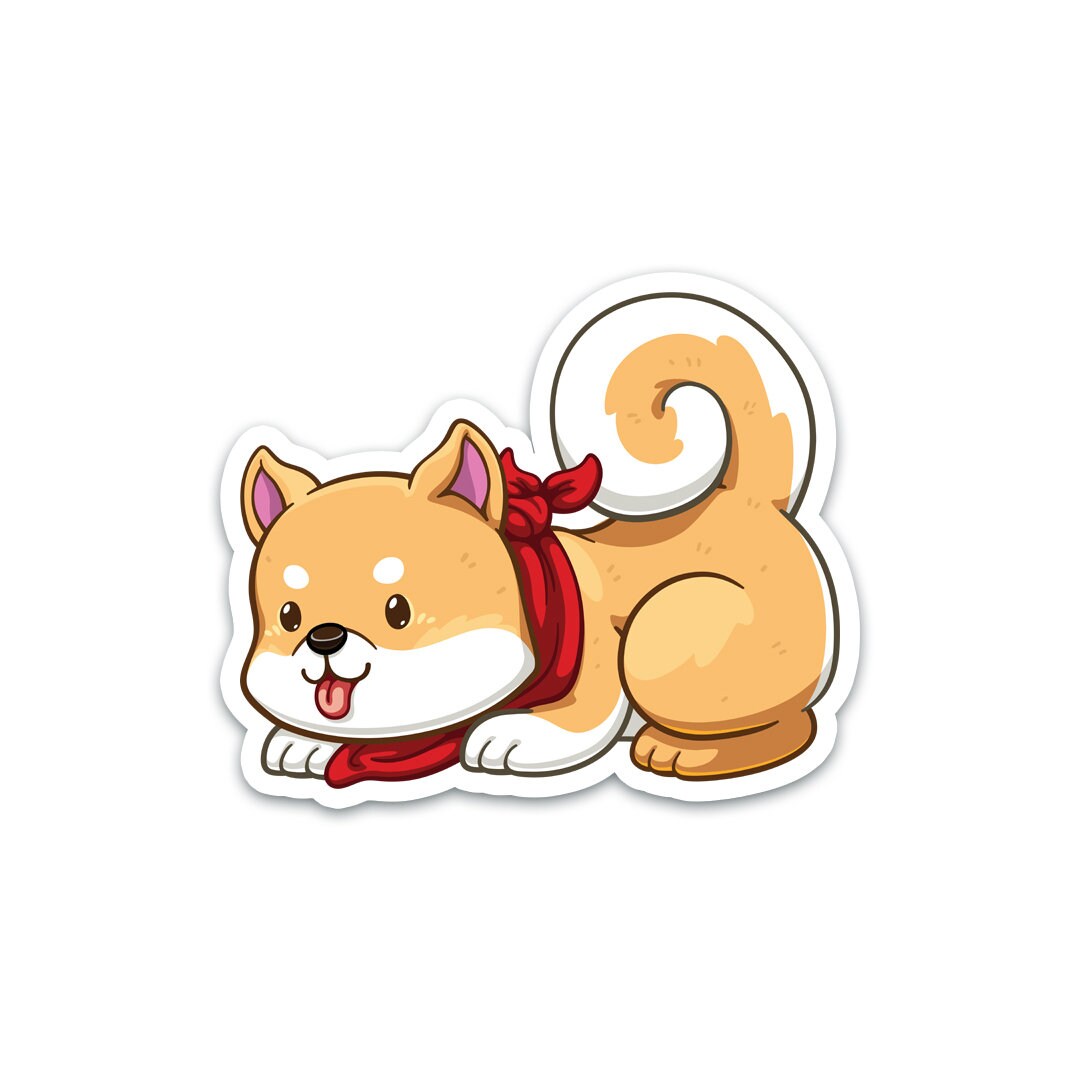 Orange Shiba Inu Sticker | Cute Dog Stickers | Waterproof, Vinyl and ...