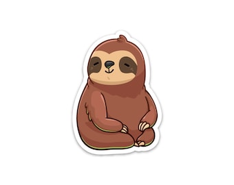 Brown Sloth Sticker, Cute Sloth Gifts For Kids, Dishwasher Safe Stickers, Water Bottle Stickers, Laptop Stickers, Cute Animal Stickers