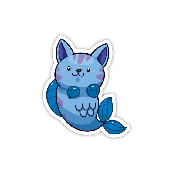 Blue Catfish Stickers, Cute Animal Sticker, Adorable Pet Sticker For Laptop, Waterproof Vinyl Sticker For Water Bottle, Great Gift For Kids