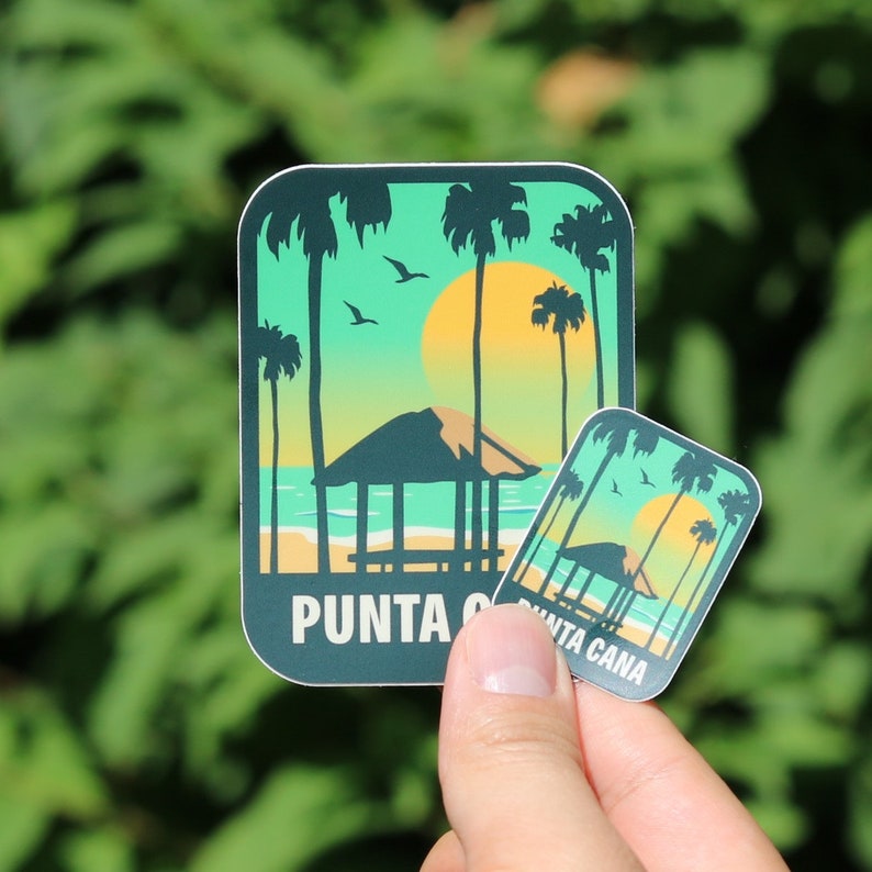 Calcomanía De Punta Cana República Dominicana Con Palmeras Al Atardecer - ¡Lleva El Caribe Contigo!