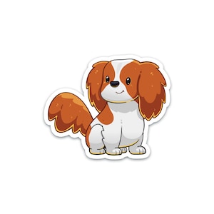 Blenheim Cavalier King Charles Spaniel | Cartoon Puppy Dog | Waterproof, Vinyl and Dishwasher Safe | Laptop, Water bottle, Planner Decal