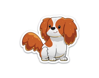 Blenheim Cavalier King Charles Spaniel | Cartoon Puppy Dog | Waterproof, Vinyl and Dishwasher Safe | Laptop, Water bottle, Planner Decal