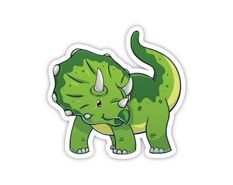 Triceratops Sticker, Dinosaur Vinyl Stickers, Waterproof Stickers, Dino Water Bottle Sticker, Cute Dinosaur Laptop Stickers