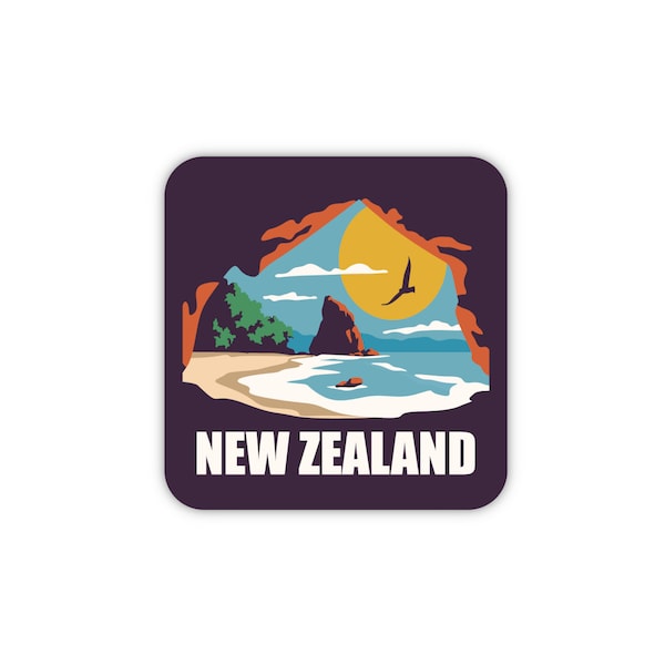 New Zealand Sticker, Travel Sticker For Water Bottle, Fun Travel Laptop Sticker, Dishwasher Safe Sticker, Waterproof Luggage Sticker