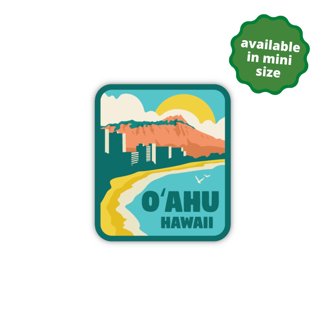thumbnail image 2 of Oahu Hawaii Vinyl Decal Stickers - 2 Pack 3 Inch Round Waterproof Car Decals 2 of 14