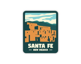 Santa Fe New Mexico Sticker, Waterproof Travel Sticker For Luggage, Travel Stickers for Tumblers, Laptop Stickers, Dishwasher Safe