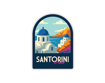 Santorini Greece Travel Sticker: Waterproof Laptop/Water Bottle Decal