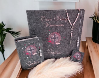 Gotteslobhülle, Rosenkranz und Fotoalbum einzeln oder als 2tlg./ 3tlg. SET Kommunion Konfirmation Geschenk Mädchen Junge