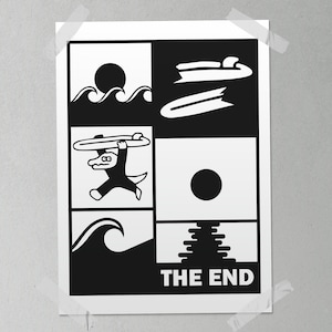 Surfing Cartoon Illustration Print | Fun Poster