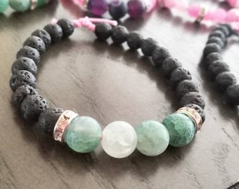 My Rugged Warrior Lava Stone Survivor Series Bracelets, Elastic, Healing Beads