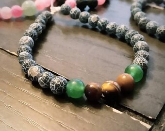 Rugged Warrior Lava Stone Series Bracelets, Channeling Series, Healing, Focused, Elastic