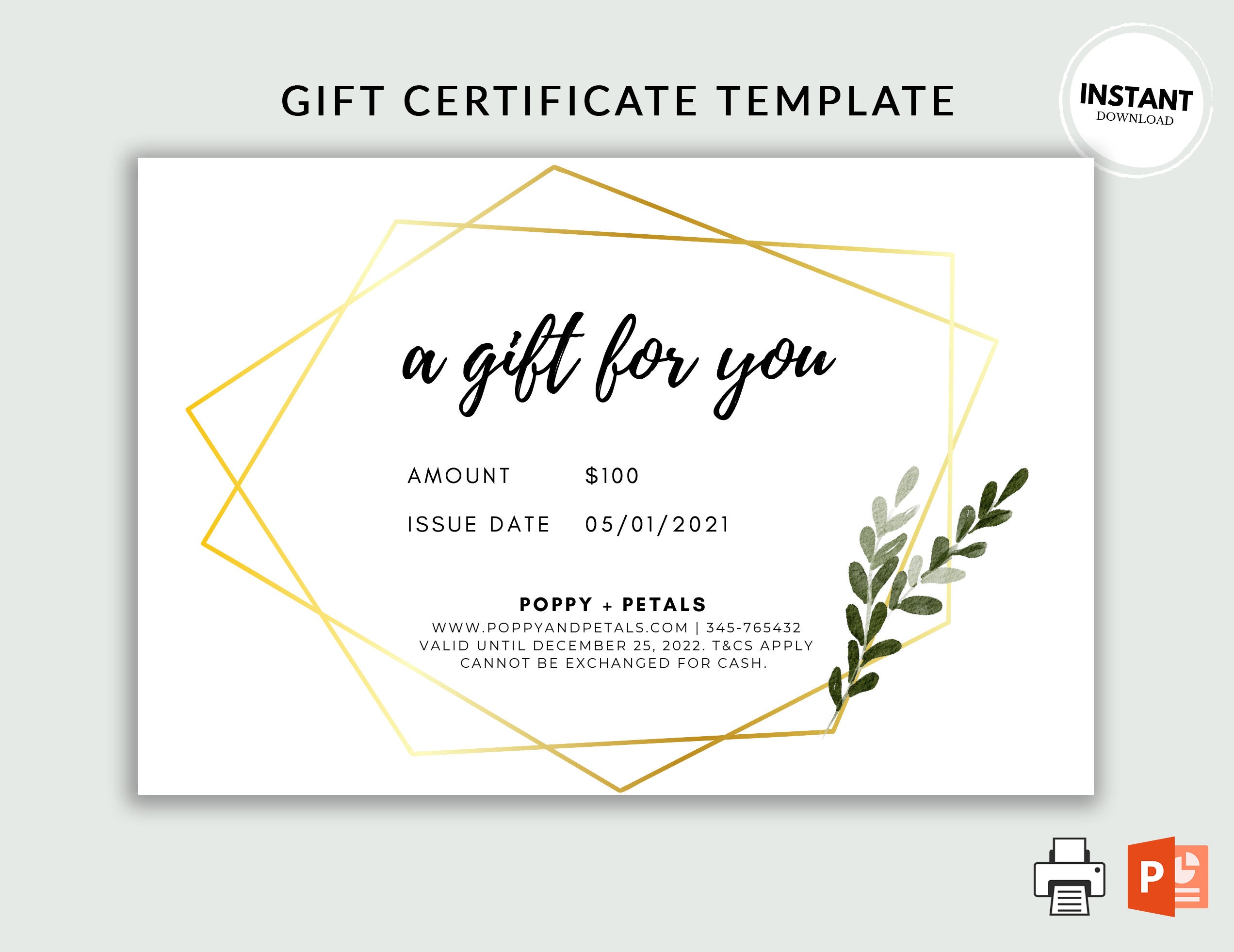 Printable T Voucher Template Editable T Certificate Template