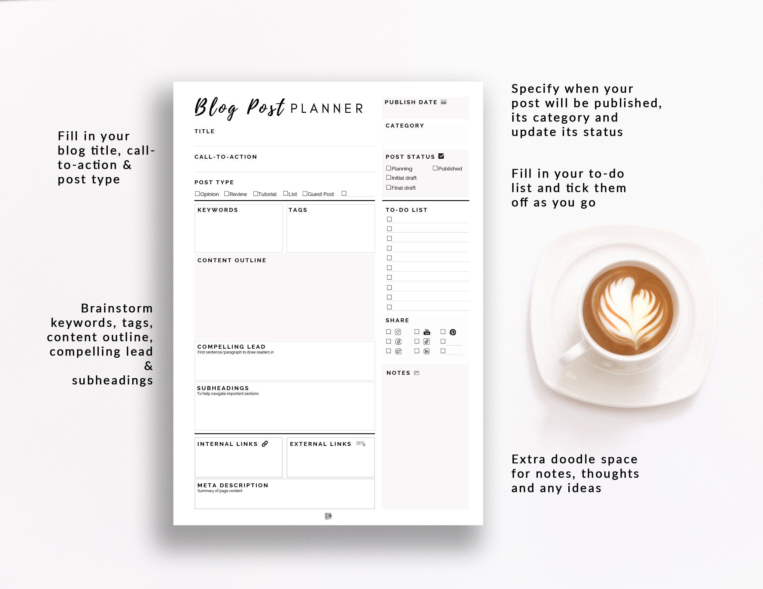 Printable Blog Post Planner | How to Plan A Blog | Minimalist Blog ...