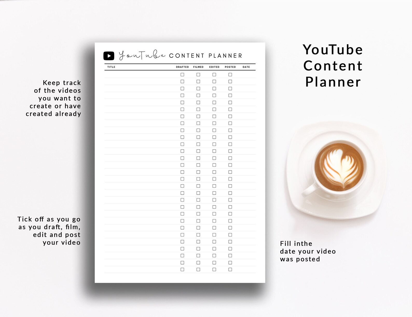 Youtube Planner Printable Youtube Organiser How to Plan | Etsy UK