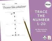 Printable Large Trace The Number Worksheet | Tracing Numbers Worksheets | Learn to Count Worksheet | Homeschool and Preschool Math Worksheet
