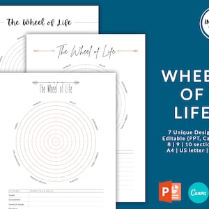 Life Wheel Balance Editable and Printable | Canva Editable Wheel of Life | Powerpoint Editable Wheel of Life | PDF Download Wheel of Life