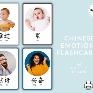 Chinese Emotions Flashcards | Emotions in Mandarin | Simplified Mandarin Emotions | Flashcards | Real People Emotions Flashcards