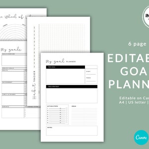 Life Goal Planner | Editable on Canva | Wheel of Life Balance Wheel | Printable Goal Planner