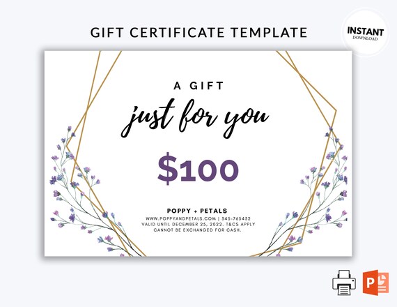 Printable Gift Certificate Template Editable Gift - Etsy