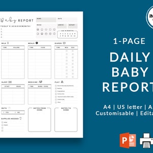 Printable Daily Baby Report | Infant Care Sheet | Baby Log for Nanny | Daily Baby Tracker | Babysitter Report | Daily Baby Journal