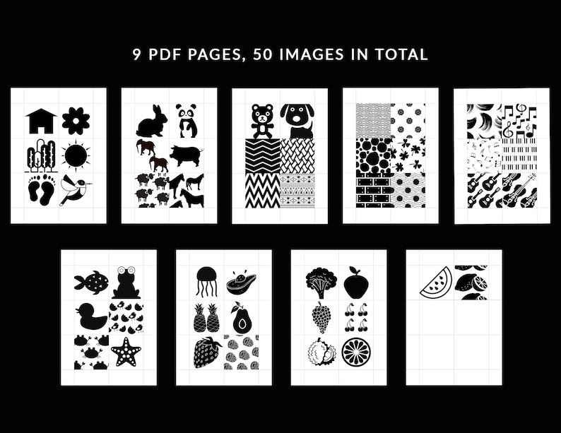 Printable Baby Flash Cards Black and White High Contrast Cards Baby