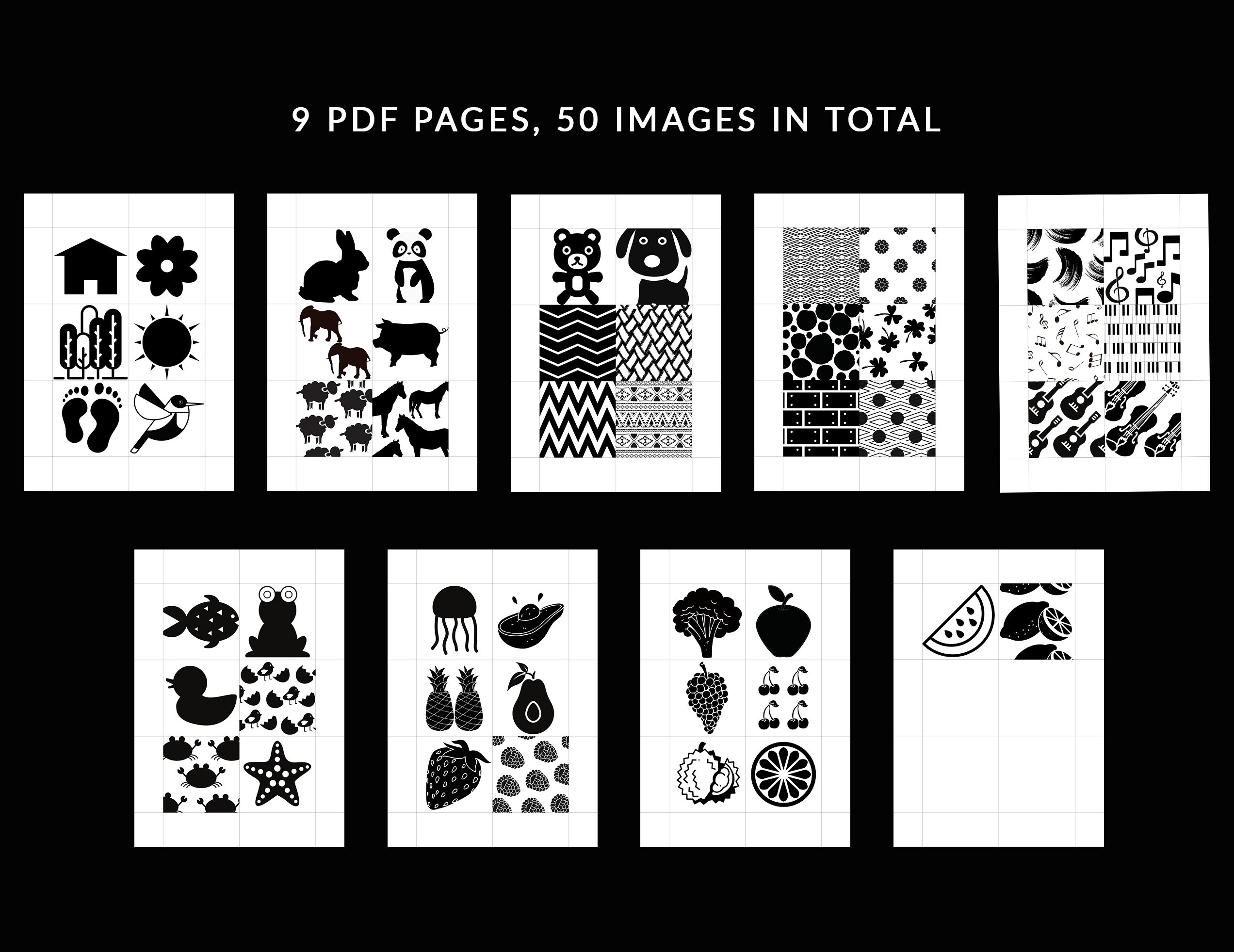 Printable Baby Flash Cards Black and White High Contrast Etsy UK