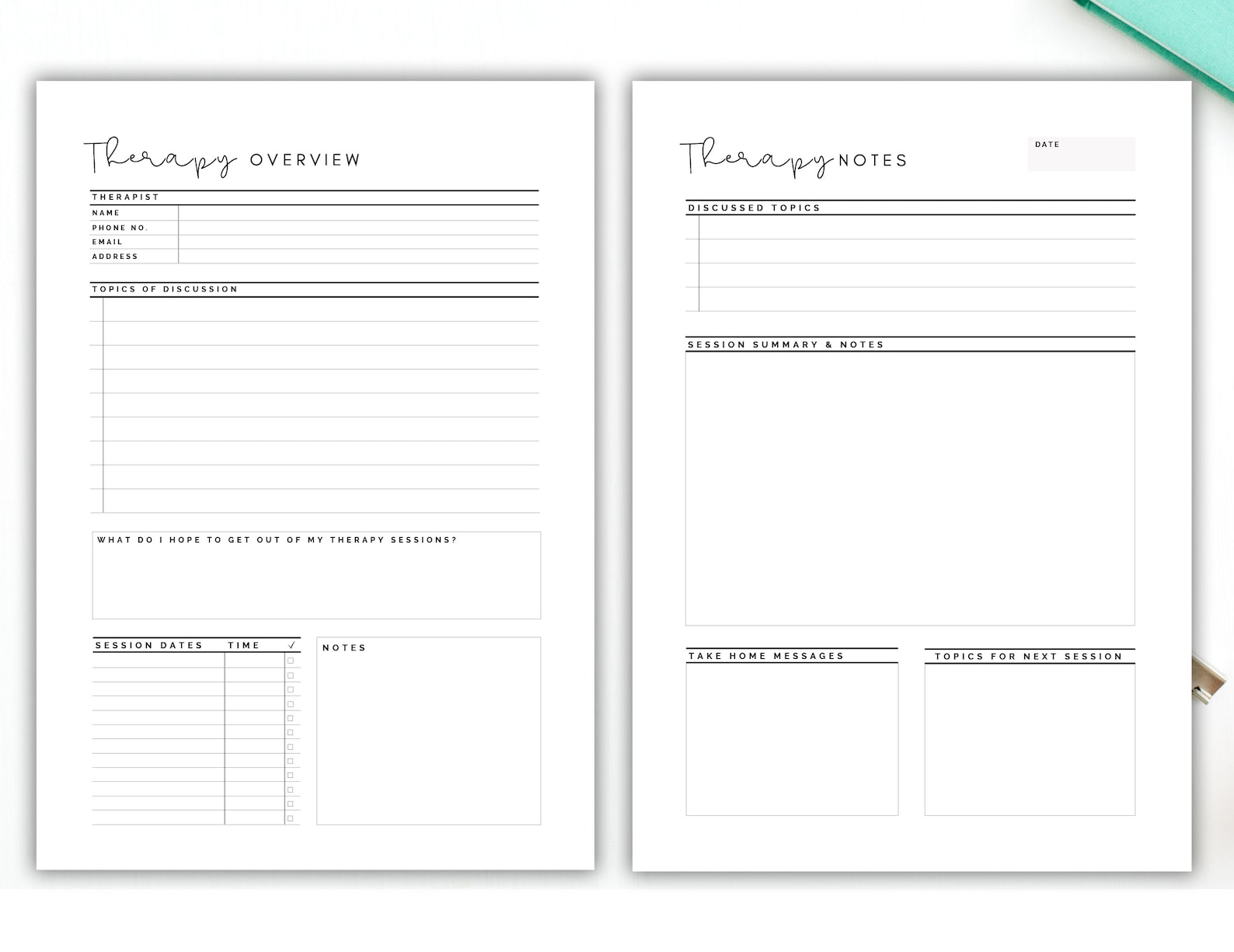 Therapy Notes Printable Therapy Overview and Notes Insert - Etsy Ireland