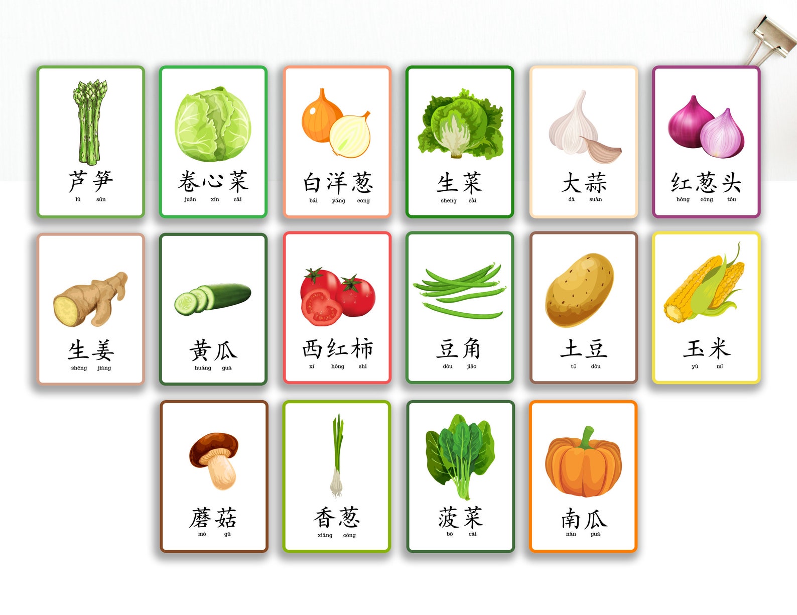 Chinese Vegetable Flashcards Simplified Mandarin Vegetable Flashcards