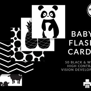 Printable Baby Flash Cards | Black and White High Contrast Cards | Baby Development Flash Cards | Baby Vision Development | 0-6m Flash Cards