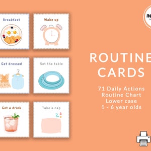 Baby Routine Karten im Kleinbuchstaben | Ausdruckbare Routinekarten für Kinder | Tägliche Aktivitäten für Kinder