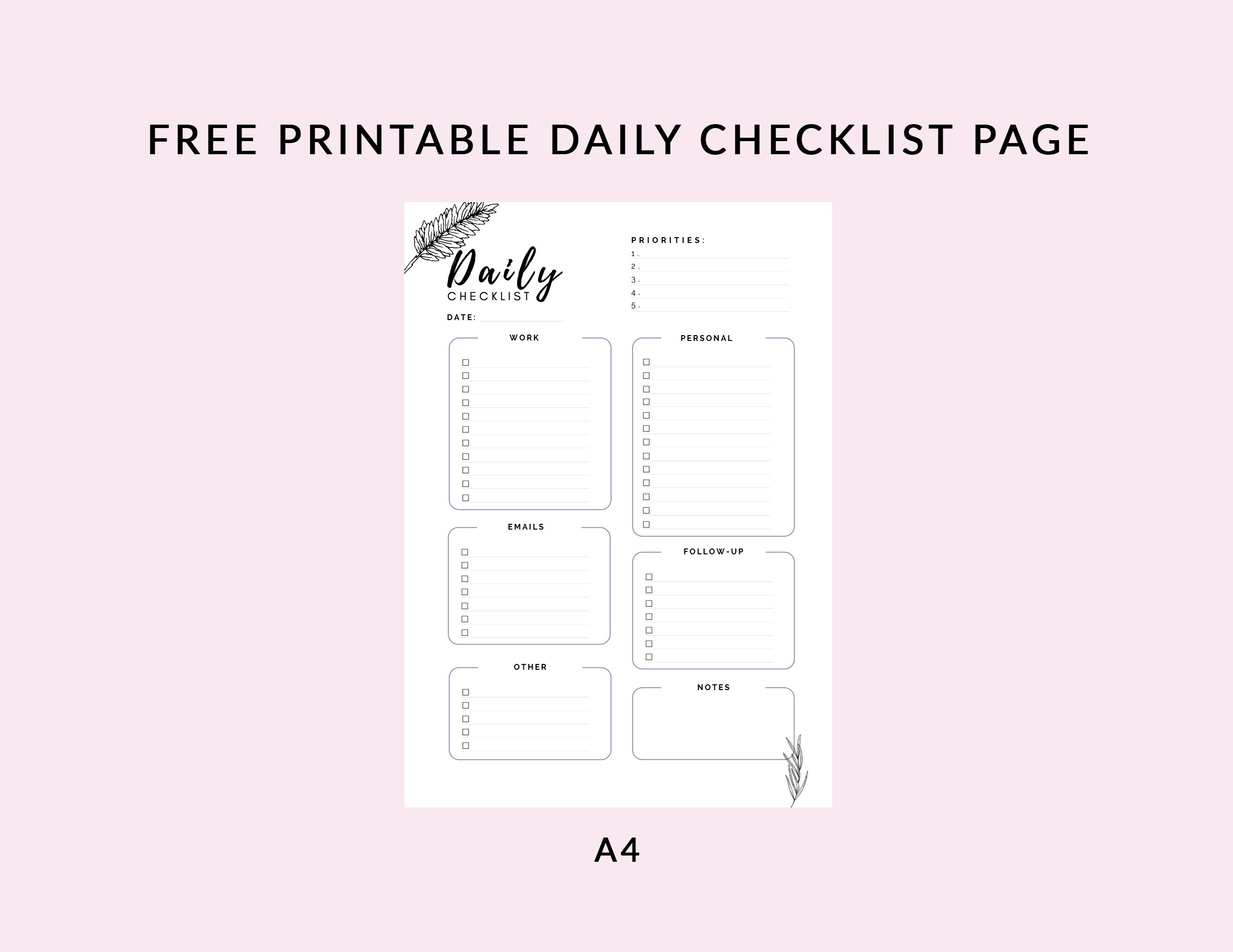 Minimalist Daily Planner | Printable Daily Planner Page | Instant ...
