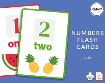 Numbers Flash Cards | Printable 1-20 Flash Card Set | Colourful Number Cards | Learn to Count | Homeschool and Preschool Activities