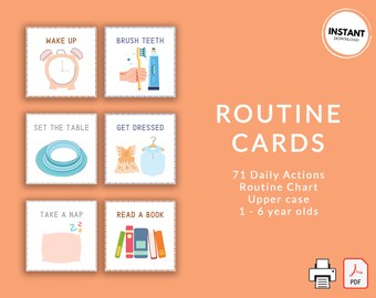 Routine Cards Toddlers | Routine Chart for Kids | Kids Routine Cards | Instant Download Routine Cards, Printable Routine Chart Upper Case