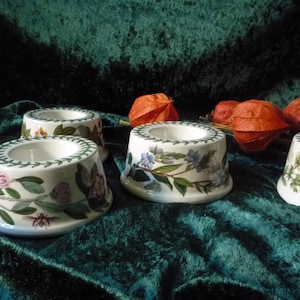 4 botanic garden Eierbecher; Porzellan mit Schmetterling & Wildblumen Muster, Eier Becher, Portmeirion Rarität - Teelicht Halter - Vintage