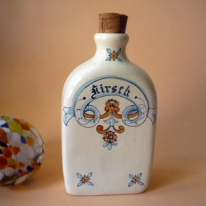 Stara butelka po wiśniowym sznapsie (bez zawartości), butelka na wiśniówkę, słoik do przechowywania, ceramika z korkiem, lata 50. XX wieku – Vintage