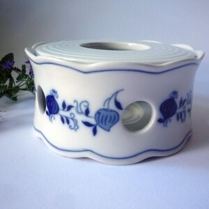 Podgrzewacz porcelanowy z wzorem cebulowym, niebiesko-biały, dwuczęściowy, z lat 2000., Tirschenreuth - Vintage