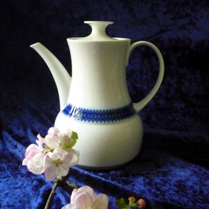Cafetière Thomas des années 1960, bleu cobalt et blanc, cafetière à moka, théière - vintage