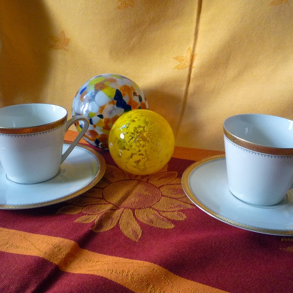 2 alte Kaffee Tassen mit Goldrand, Espressotassen - Kaffeetassen - Mocca Tassen, Jaeger & Co, Marktredwitz, Bavaria, Vintage