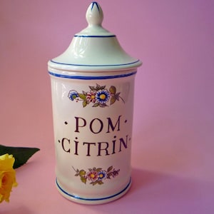 alte Vorratsdose Pom Citrin aus Frankreich (Zitronen Kürbis) - Vorratstopf - Apotheker Dose - Vorrats Topf - Vintage
