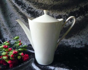 Hög Hutschenreuther kaffekanna med guldkant från 1970-talet, tekanna, kaffekanna - Hohenberg Bavaria - Vintage