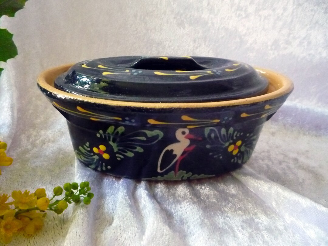 Old Pie Mold With Stork Motif, Tureen, Pie Mold, Butter Pot, Serving